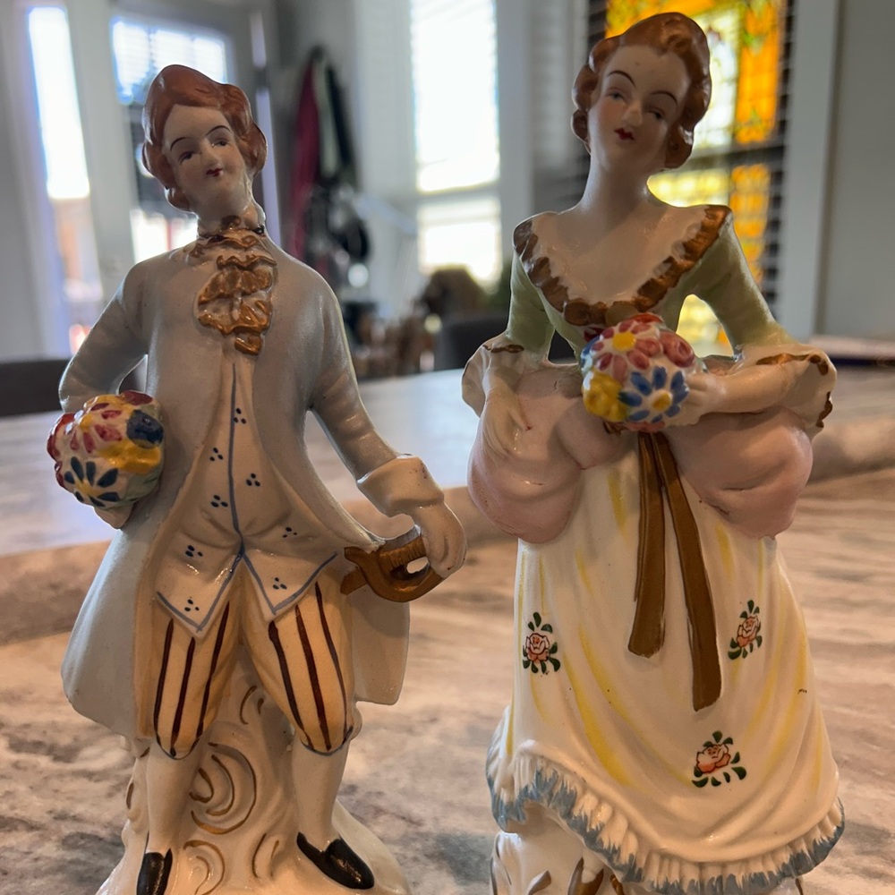 Vintage Made in Occupied Japan Porcelain Figurines with Floral Details